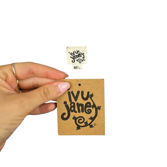 Ivy Jane NWT M/L Orange Blue Mermaid Fish Scale Tassel Neck Relaxed Boho Top - Picture 10 of 11